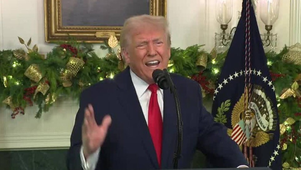 Donald Trump podczas orędzia do narodu w Białym Domu, grudzień 2025