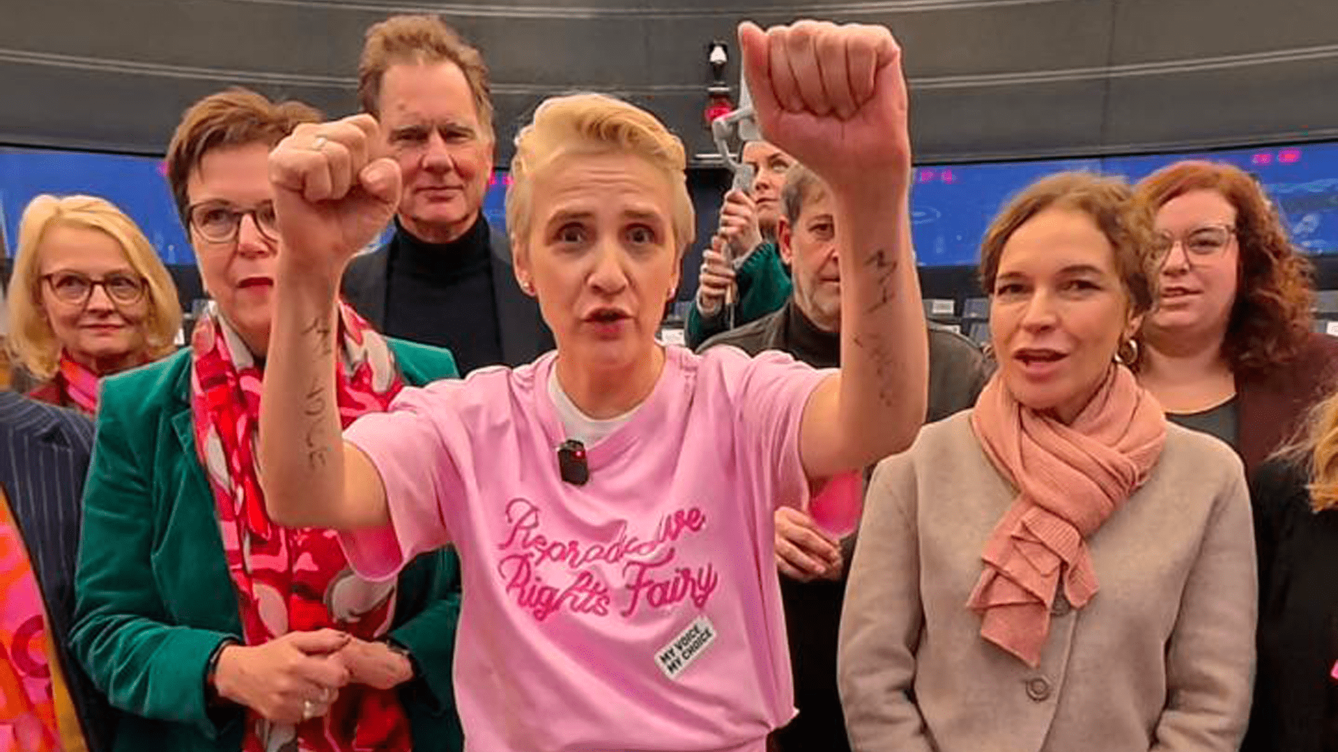 Joanna Scheuring-Wielgus w Parlamencie Europejskim podczas poparcia inicjatywy My Voice, My Choice dotyczącej dostępu do aborcji w UE