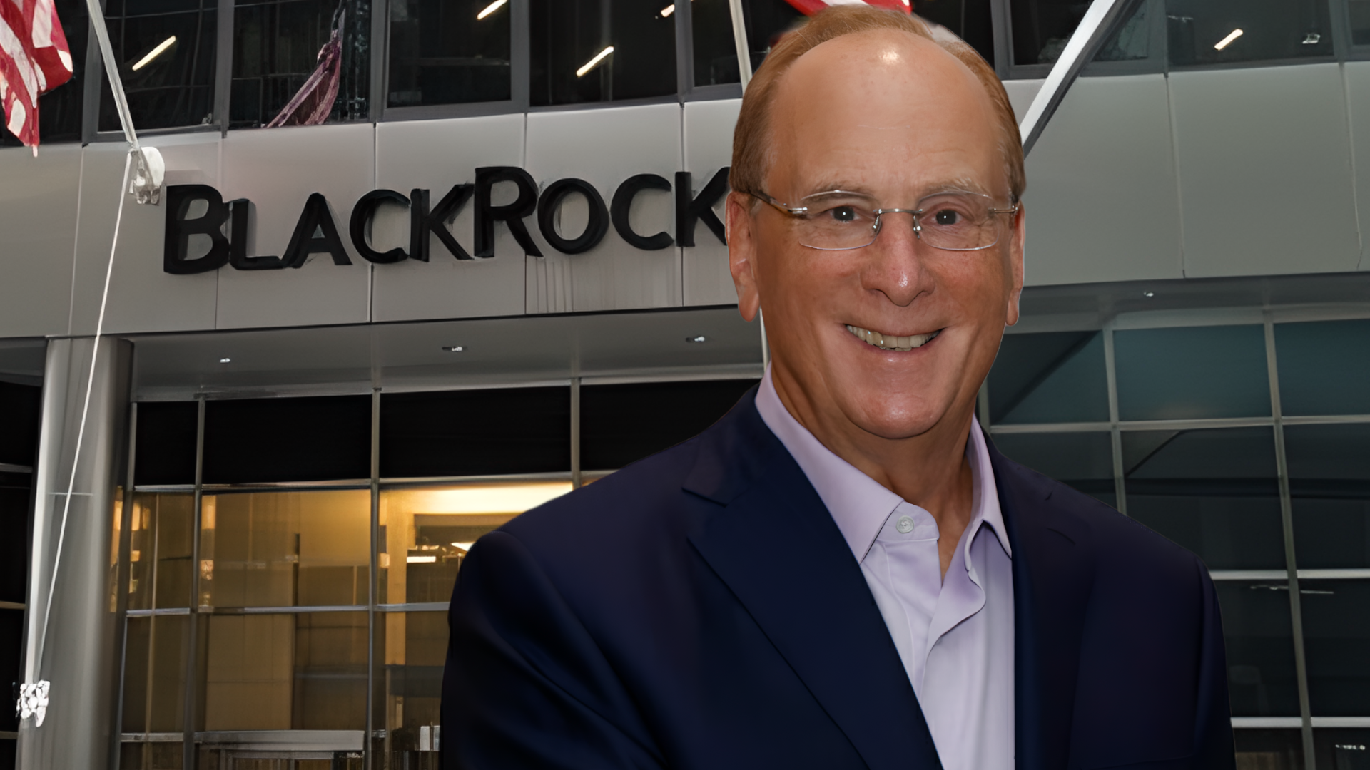 Larry Fink, prezes BlackRock, na tle siedziby firmy – symbol globalnego kapitalizmu finansowego