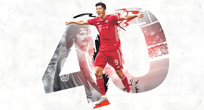 Lewandowski dogonił legendę Bayernu i wyrównał rekord  40 goli w sezonie