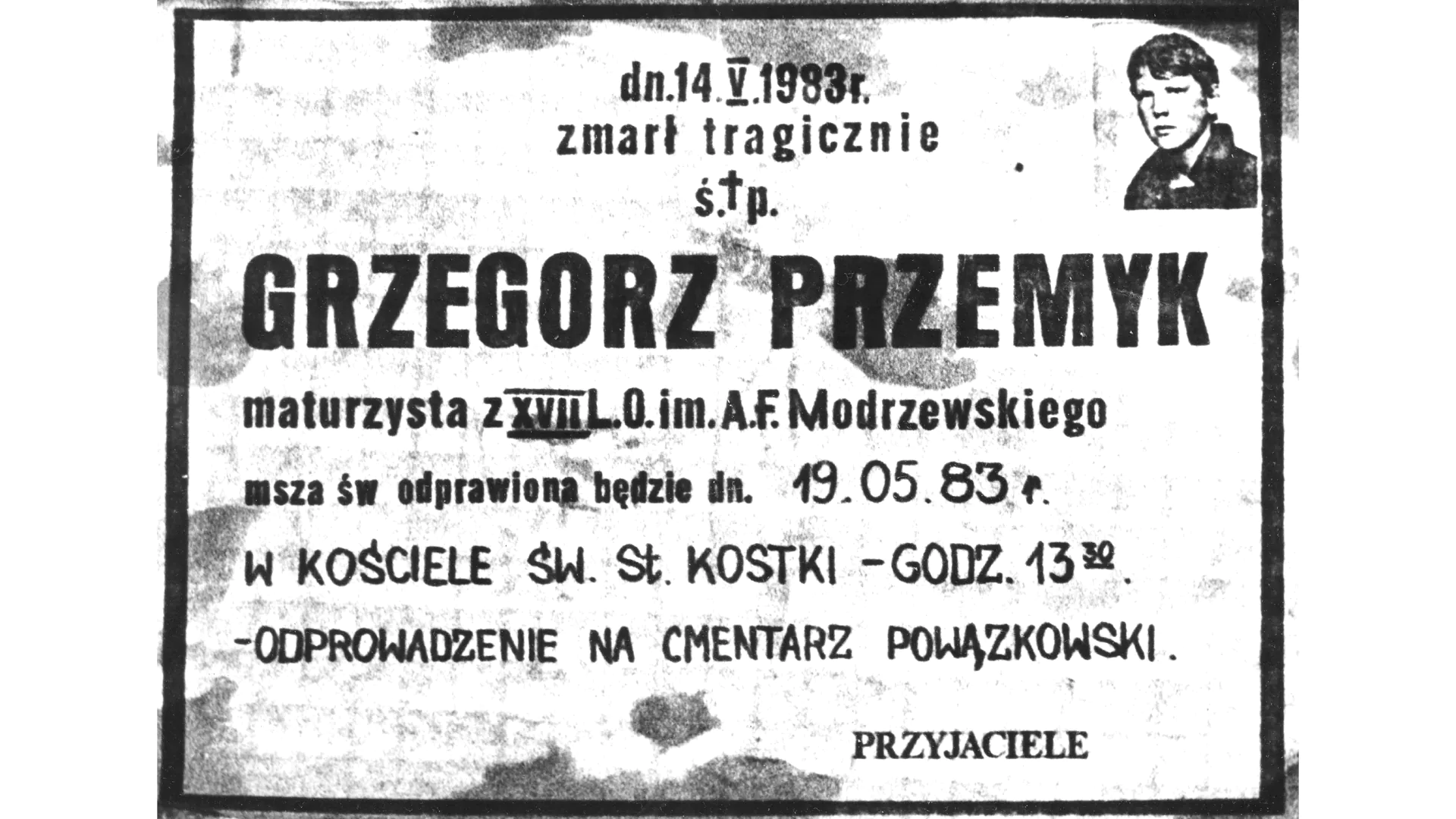 40 lat temu zmarł skatowany przez milicjantów Grzegorz Przemyk
