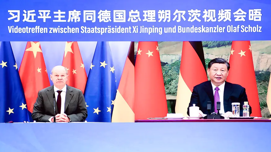Spotkanie wideo Xi Jinpinga z kanclerzem Niemiec
